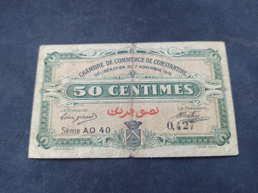Algérie : 50 Centimes 1916 Constantine (Ref 3104)