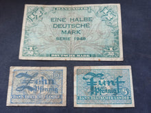 Charger l&#39;image dans la galerie, Allemagne : 1/2 Mark / 5 &amp; 10 Pfennig 1948 (Ref 3092)
