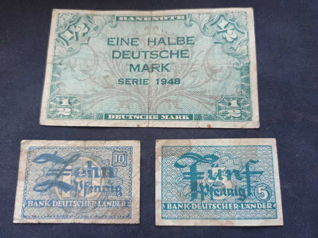 Allemagne : 1/2 Mark / 5 & 10 Pfennig 1948 (Ref 3092)