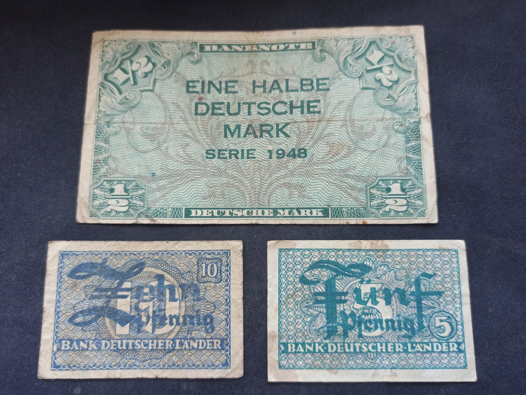 Allemagne : 1/2 Mark / 5 & 10 Pfennig 1948 (Ref 3093)