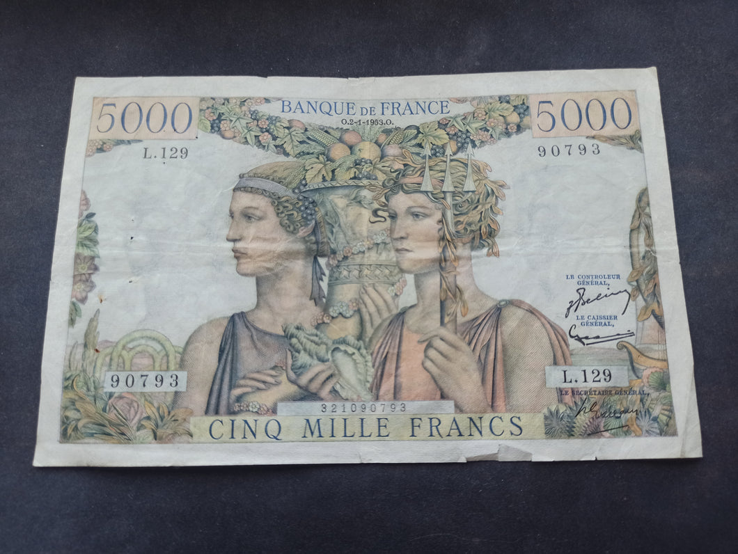 5000 Francs Terre & Mer (7-2-1952) (Ref 3113)