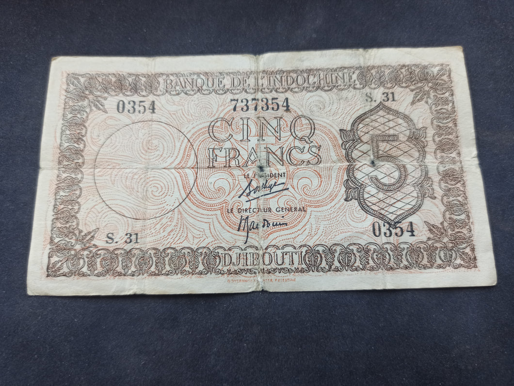 Djibouti : 5 Francs 1945 (Ref 3105)