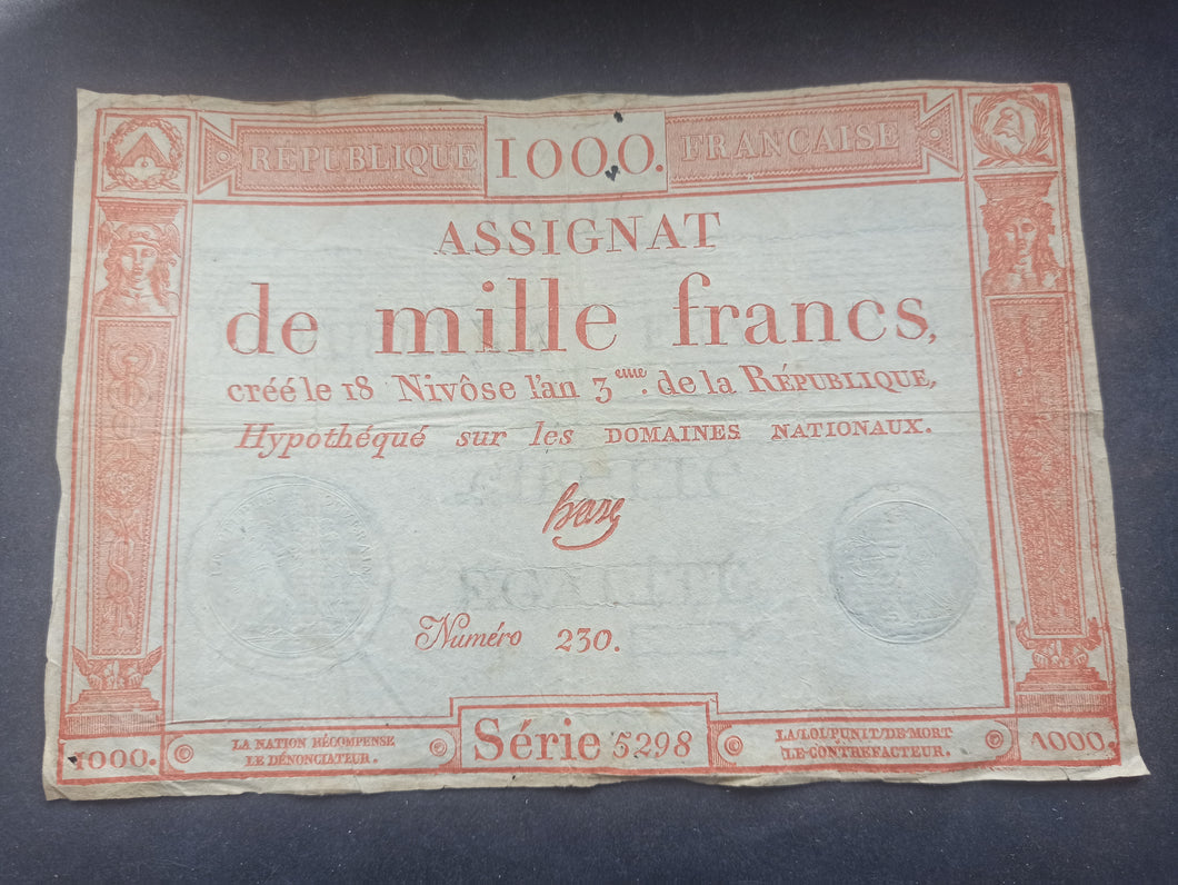 Assignat 1000 francs 18 Nivôse An 3 (Ref 3117)