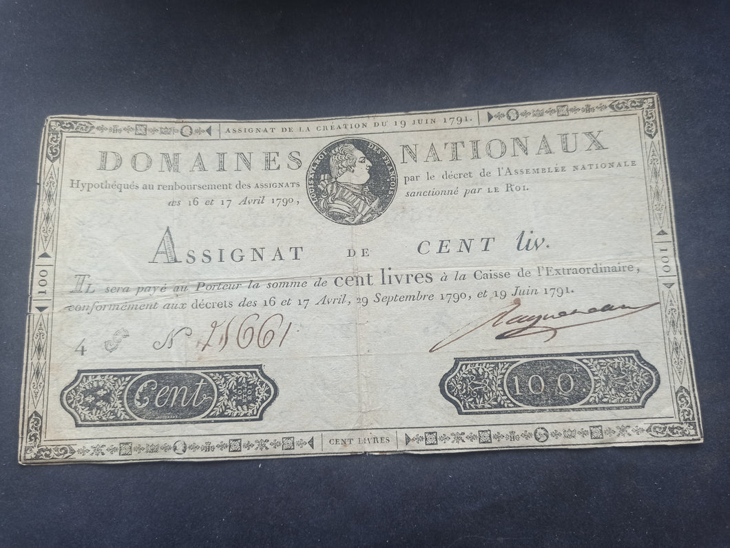 Assignat 100 Livres 19 Juin 1791 (Ref 3118)