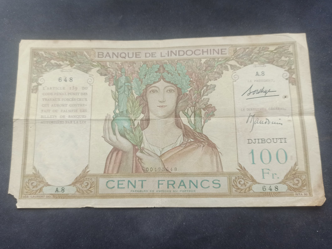 Indochine : 100 Piastres 1928-38 Djibouti (Ref 3121)
