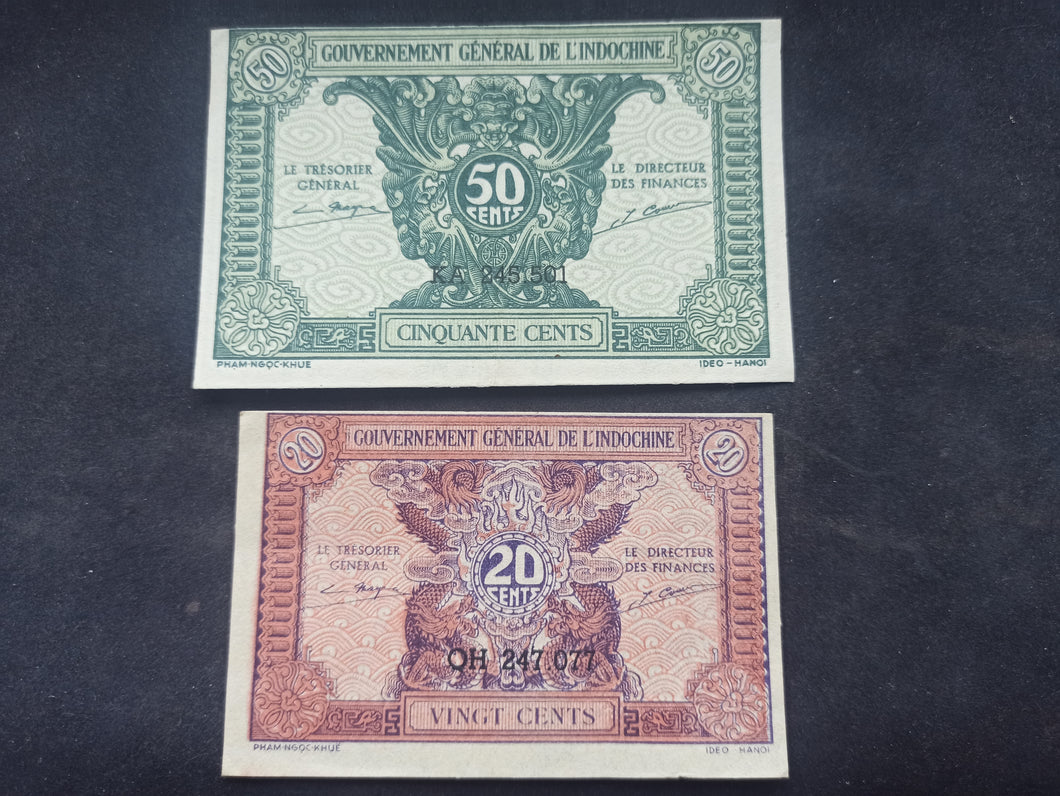 Indochine : 20 + 50 Cent 1942 (Ref 3133)
