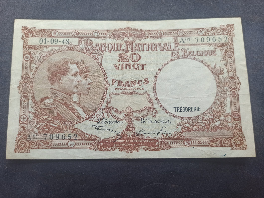 Belgique : 20 Francs 1948 (Ref 3152)