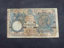 Charger l&#39;image dans la galerie, Italie : 5 Lire 1904 (1918) p 23e (Ref 3164)
