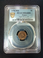Charger l&#39;image dans la galerie, Un Centime 1854 MA Napoleon III ; PCGS : MS 64
