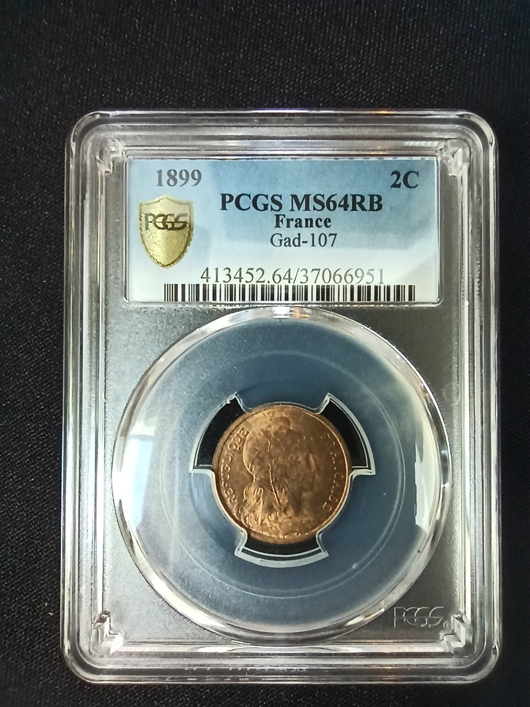 2 Centimes 1899 Dupuis ; PCGS : MS 64