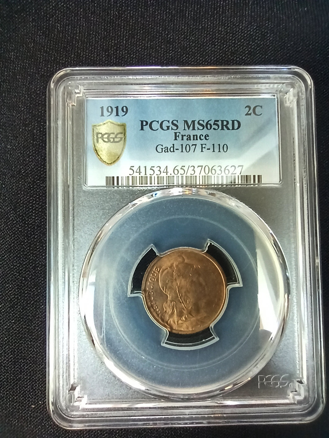 2 Centimes 1919 Dupuis ; PCGS : MS 65