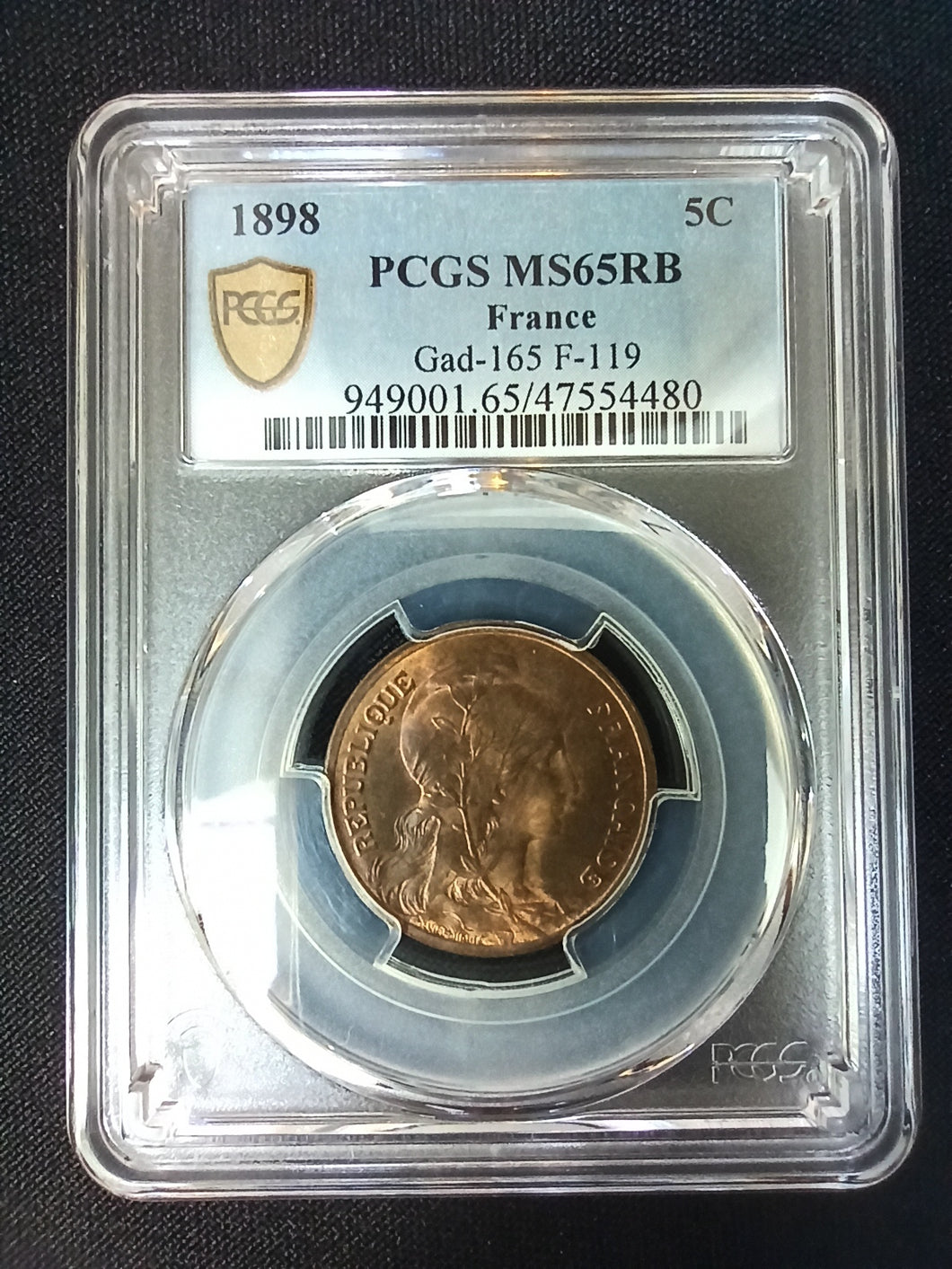 5 Centimes 1898 Dupuis ; PCGS : MS 65