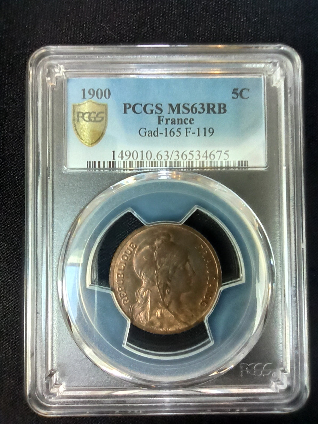 5 Centimes 1902 Dupuis ; PCGS : MS 63