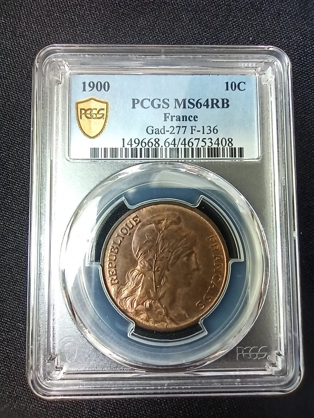 10 Centimes 1900 Dupuis ; PCGS : MS 64