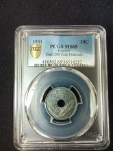 Charger l&#39;image dans la galerie, 10 Centimes 1941 Etat Français ; PCGS : MS 65
