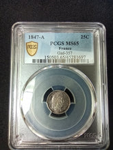 Charger l&#39;image dans la galerie, France : 25 Cent 1847 A Louis Philippe  ; PCGS : MS 65
