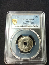 Charger l&#39;image dans la galerie, France : 25 Centimes 1916 Souligné Lindauer  ; PCGS : MS 66
