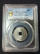 Charger l&#39;image dans la galerie, France : 25 Centimes 1917 Souligné Lindauer  ; PCGS : MS 64
