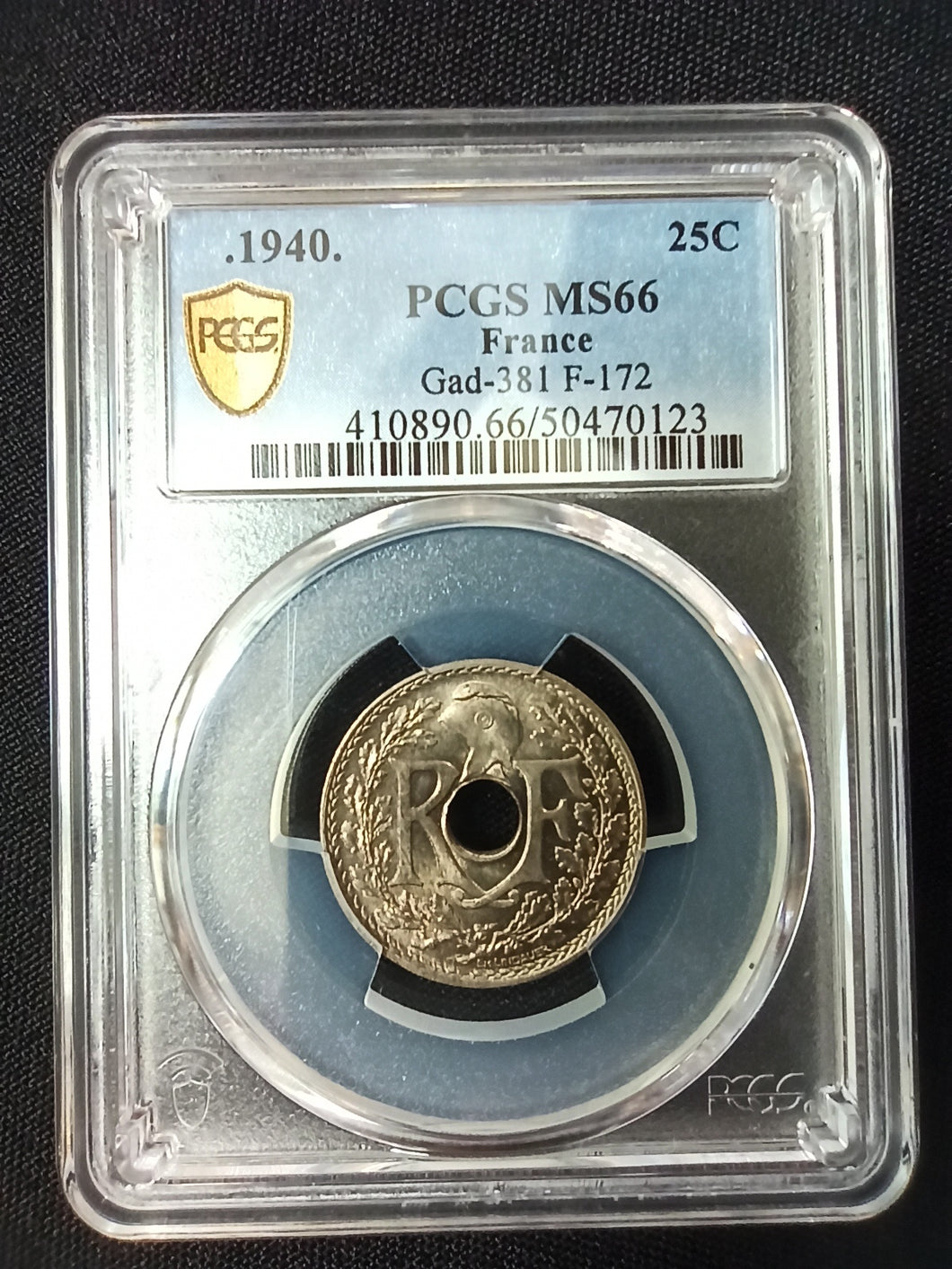 France : 25 Centimes .1940. Lindauer  ; PCGS : MS 66