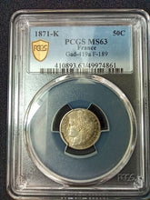 Charger l&#39;image dans la galerie, France : 50 Centimes 1871 K Cérès  ; PCGS : MS 63
