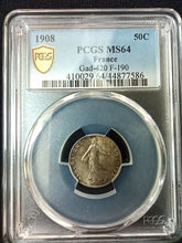 Charger l&#39;image dans la galerie, France : 50 Centimes 1908 Semeuse  ; PCGS : MS 64
