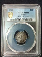 Charger l&#39;image dans la galerie, France : 50 Centimes 1908 Semeuse  ; PCGS : MS 65
