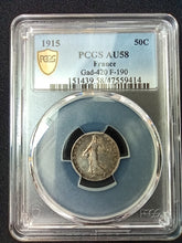 Charger l&#39;image dans la galerie, France :  Lot 3 X 50 Centimes 1915 / 1919 et 1920 Semeuse  ; PCGS : MS 55 à 62

