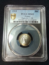 Charger l&#39;image dans la galerie, France : 50 Centimes Semeuse 1919 ; PCGS : MS 65
