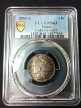 Charger l&#39;image dans la galerie, 1 Franc Cérès 1895 A ; PCGS : MS 63
