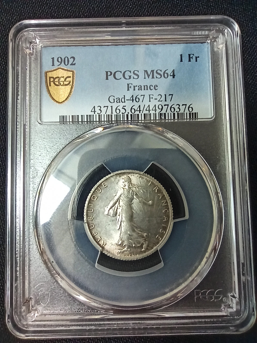 1 Franc Semeuse 1902 ; PCGS : MS 64