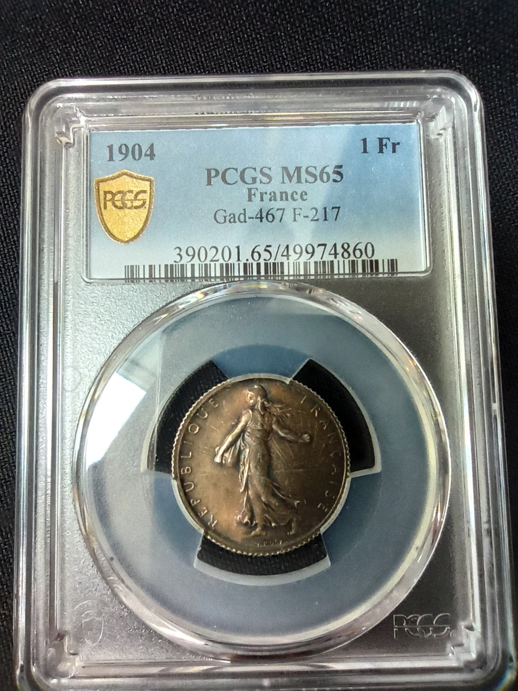 1 Franc Semeuse 1904 ; PCGS : MS 65