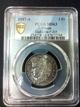 Charger l&#39;image dans la galerie, 2 Francs Cérès 1887 A ; PCGS : MS 63
