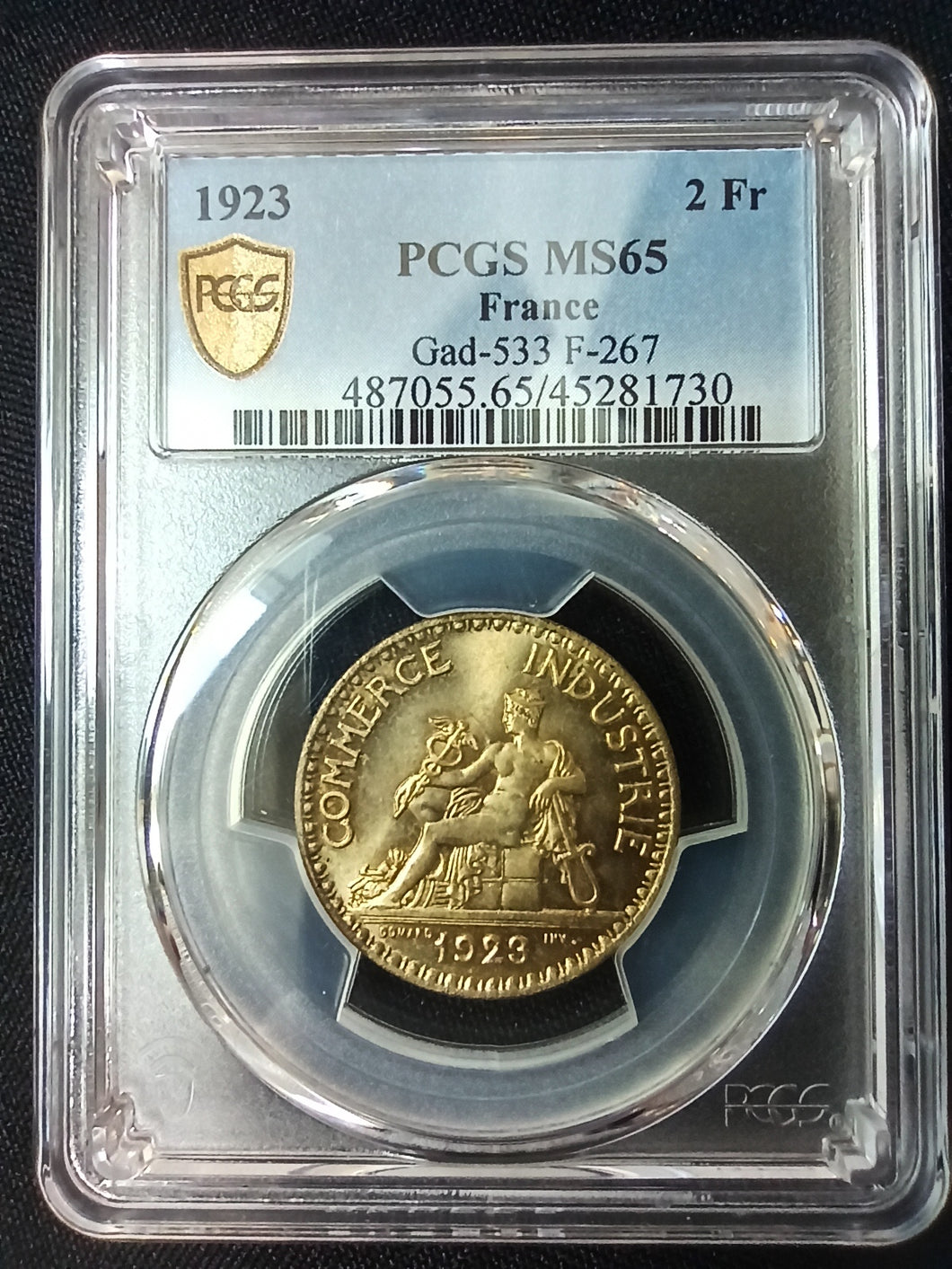 2 Francs Commerce 1922 ; PCGS : MS 65