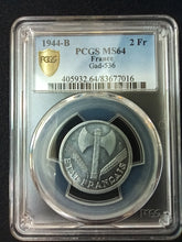 Charger l&#39;image dans la galerie, 2 Francs Bazor Alu 1944 B ; PCGS : MS 64
