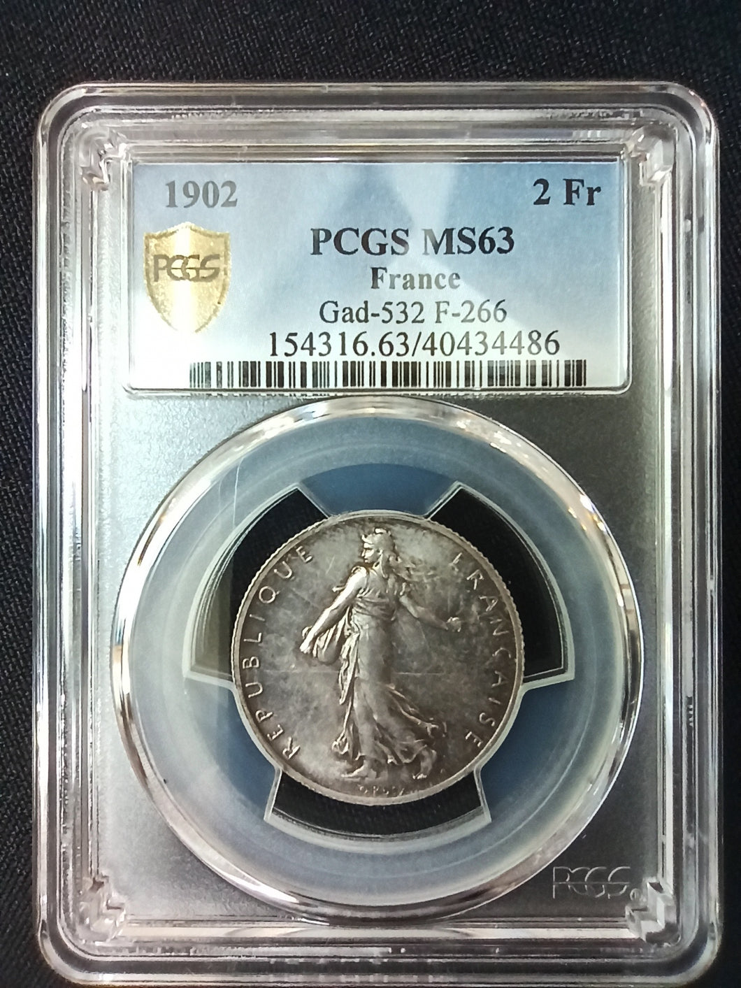 2 Francs Semeuse 1902 ; PCGS : MS 63