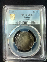 Charger l&#39;image dans la galerie, 10 Francs Turin 1931 ; PCGS : MS 64
