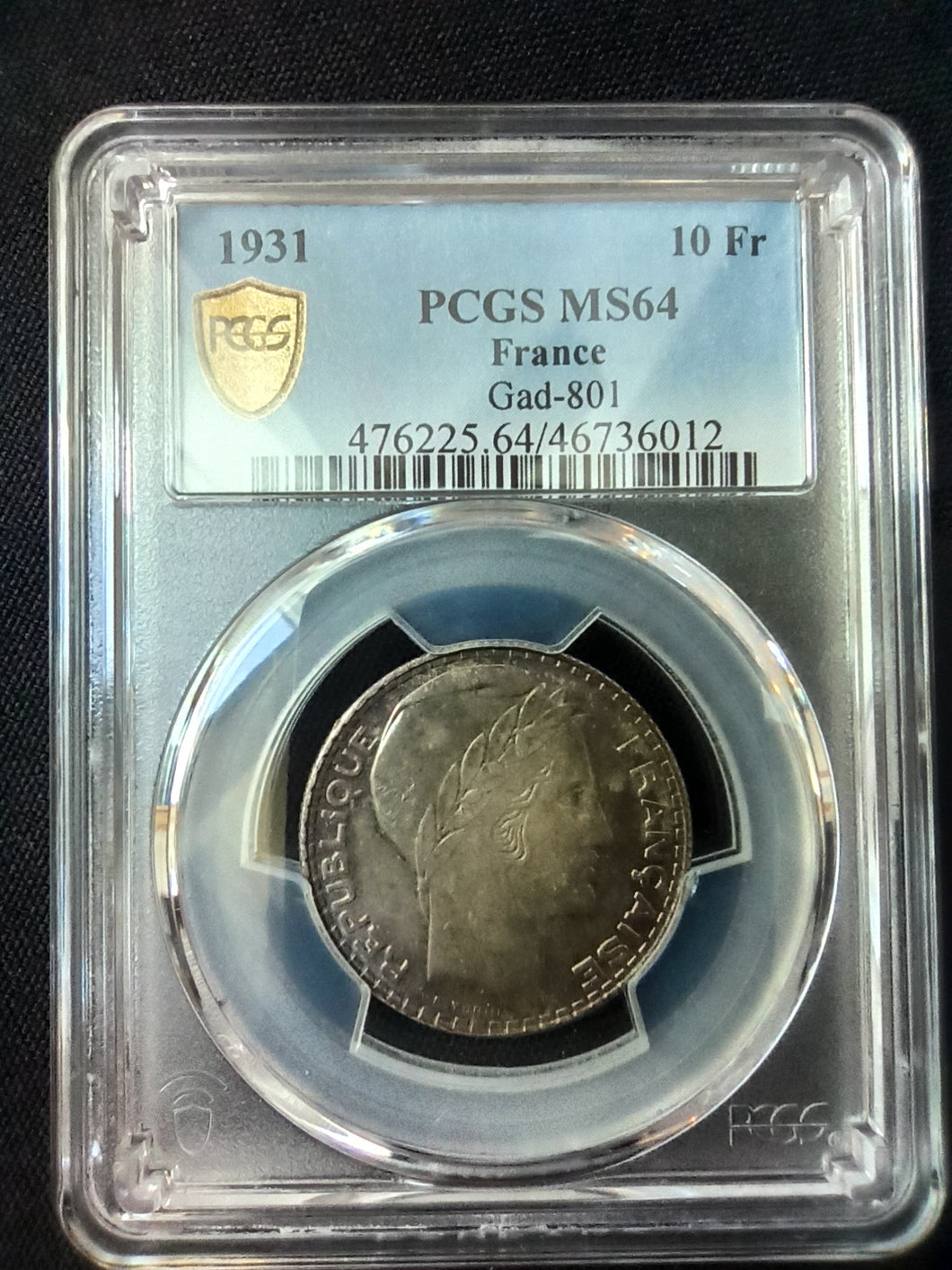 10 Francs Turin 1931 ; PCGS : MS 64