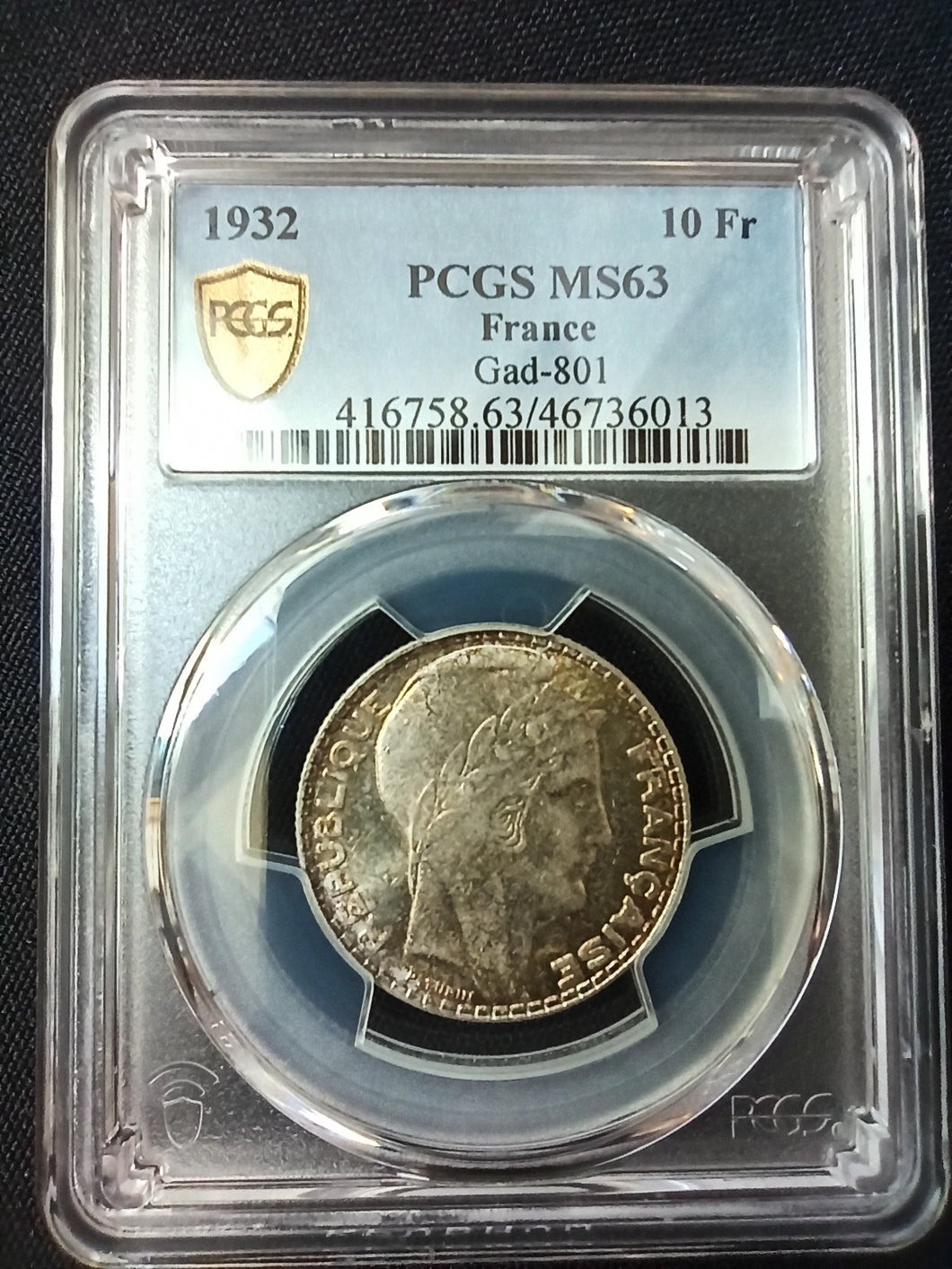 10 Francs Turin 1932 ; PCGS : MS 63