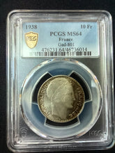 Charger l&#39;image dans la galerie, France : 10 Francs Turin 1938 ; PCGS : MS 64
