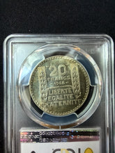 Charger l&#39;image dans la galerie, France : 20 Francs Silver Turin 1938 ; PCGS : MS 64
