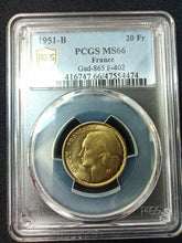 Charger l&#39;image dans la galerie, France : 20 Francs Guiraud 1951 B ; PCGS : MS 66
