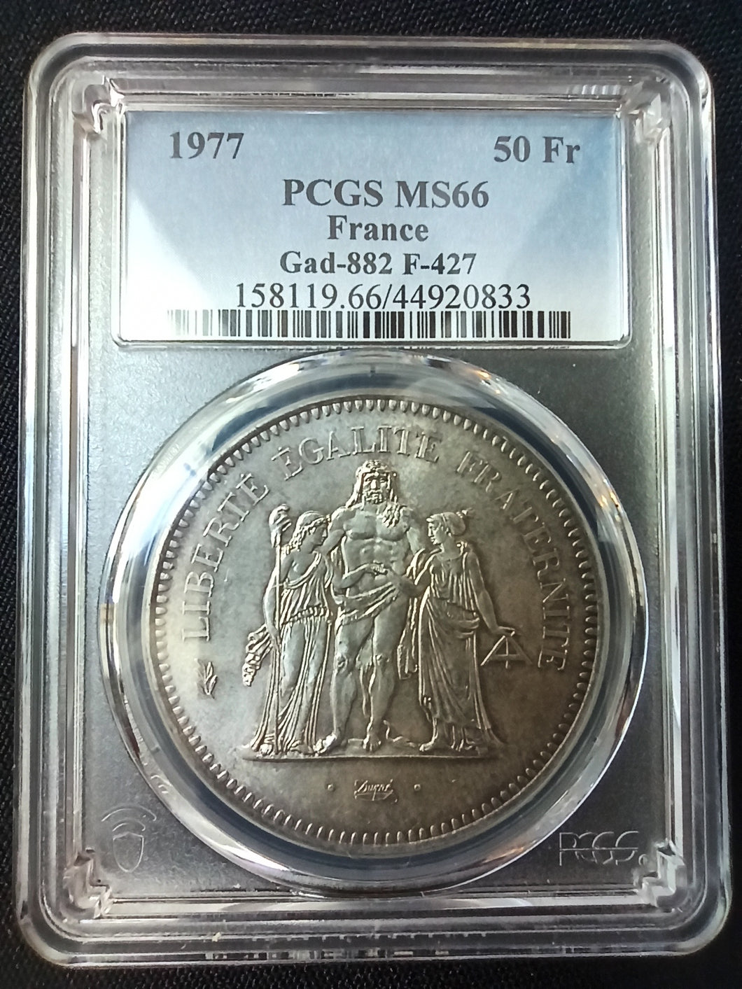 France : 50 Francs Hercule 1977 ; PCGS : MS 66