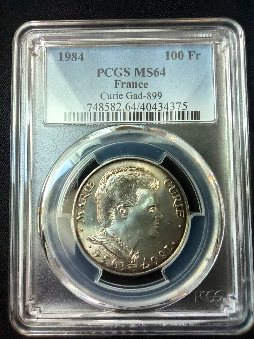 France : 100 Francs Curie 1984 ; PCGS : MS 64