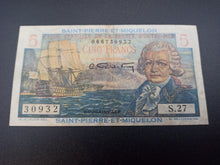 Charger l'image dans la galerie, St Pierre &amp; Miquelon : 5 Francs 1947 Bougainville (Ref 3253)

