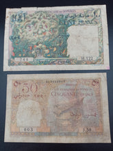 Charger l'image dans la galerie, Somalis / Djibouti : 50 &amp; 100 Francs 1952 (Ref 3318)
