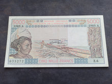 Charger l'image dans la galerie, Afrique de l'Ouest : 5000 Francs 1985 A (Ref 3358)
