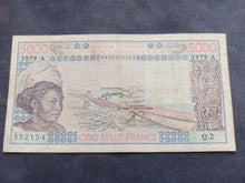 Charger l'image dans la galerie, Afrique de l'Ouest : 5000 Francs 1979 A (Ref 3359)
