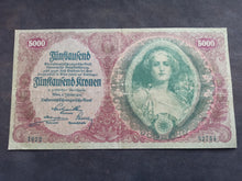 Charger l'image dans la galerie, Autriche : 5000 Kronen 1922 (Ref 3413)
