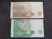 Charger l'image dans la galerie, Afrique du Sud : 10 + 20 Rand 1999 Comme Neuf (Ref 3438)
