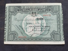 Charger l'image dans la galerie, Espagne : 100 pesetas 1937 Bilbao (Ref 3477)
